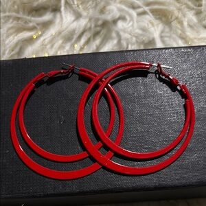 Red Hoop Earrings